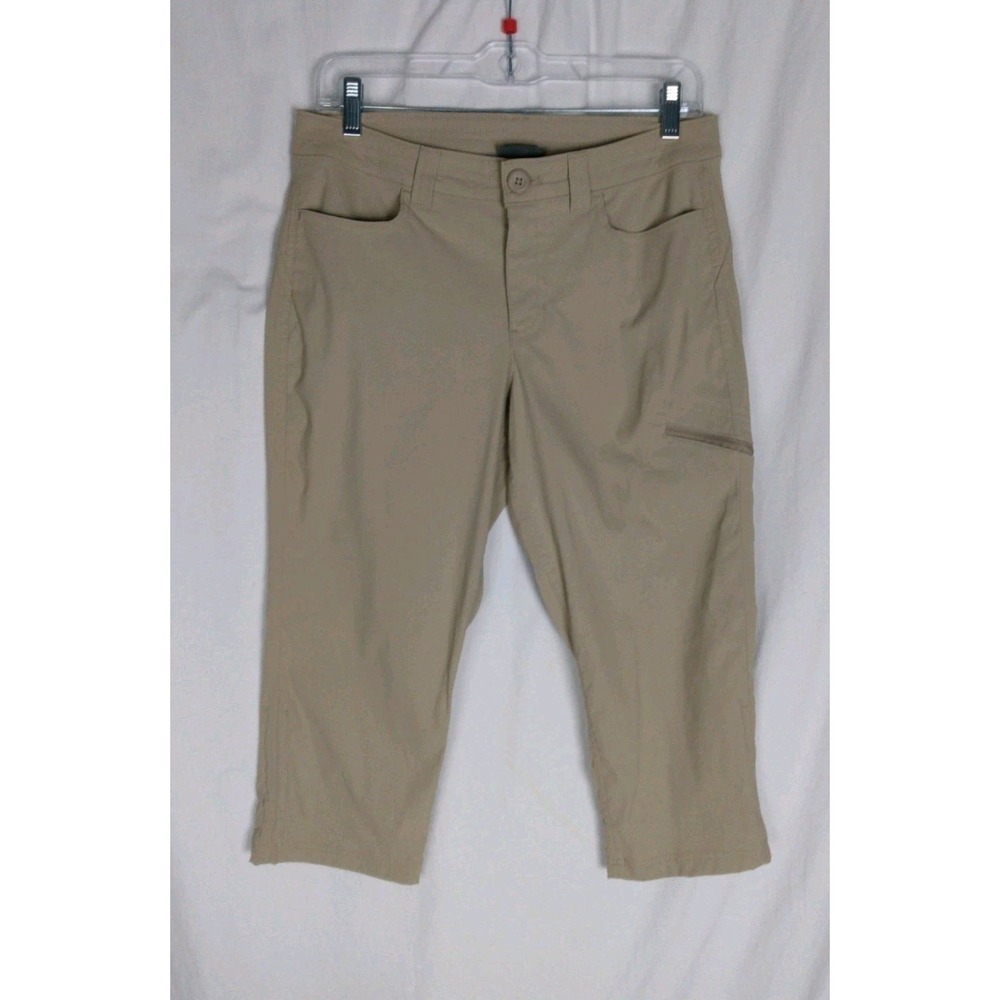 Eddie‎ Bauer Size 6 Khaki Cargo Capris Outdoor Hiking Nylon Pockets Flat Front